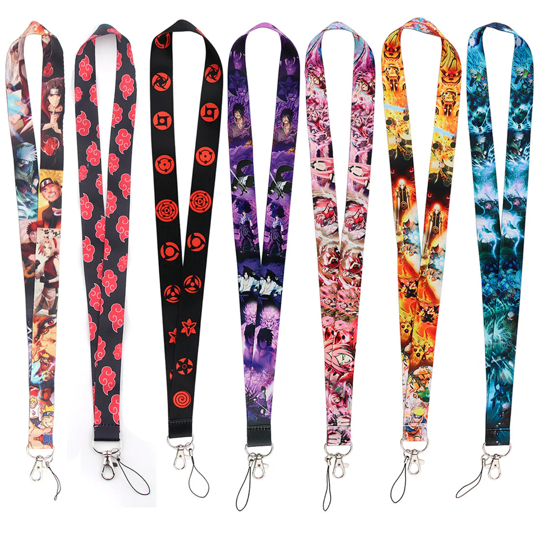 Set of 6 Long size Natuto Lanyard, Keychain, Id card Holder 8 Random Patterns ( eff price 30)