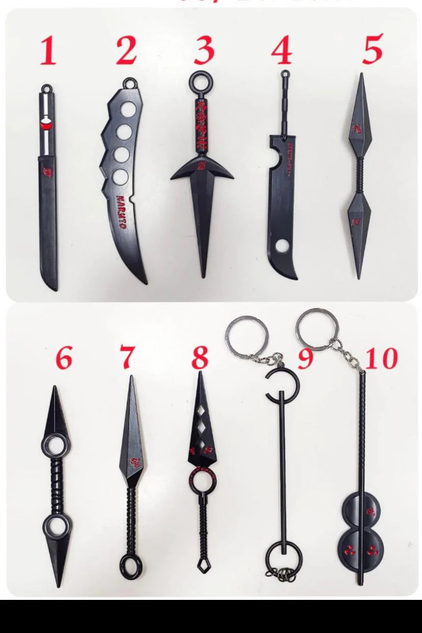 Natuto mix metal kunai / chaku / katana pack of 6 ( net price 58)